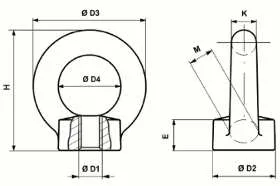 Vijak očni matica okasta din580 skica