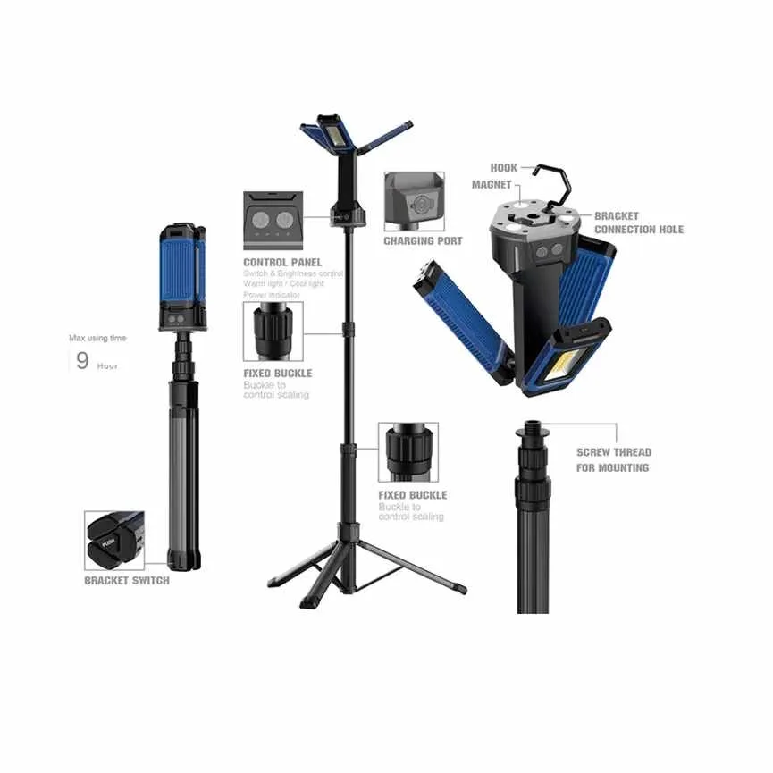 LED radna svjetiljka sklopiva s tronoscem 4500lm za radionicu kampiranje i ribolov1