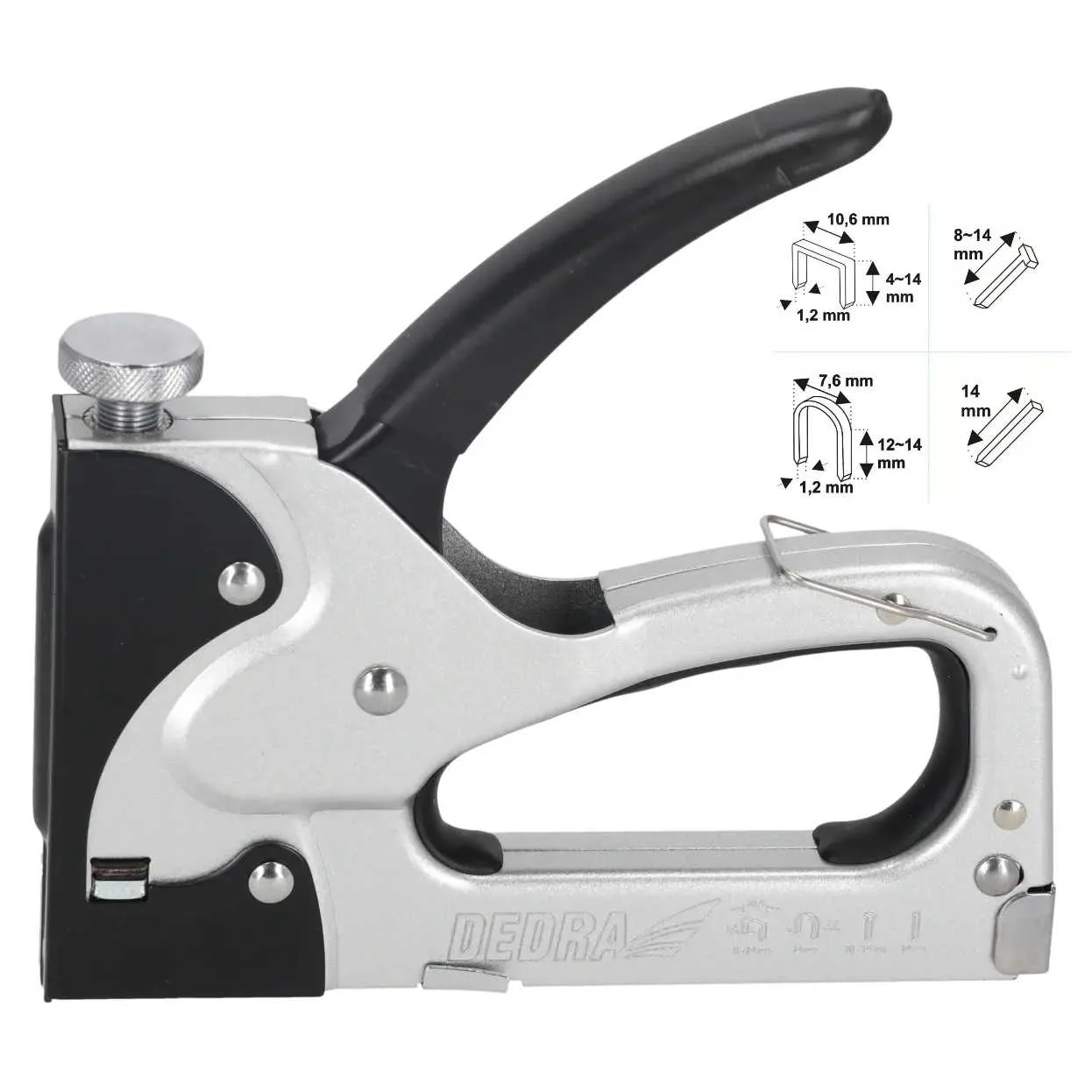 Tapetarska klamerica Dedra 11Z003 6–14 mm s regulacijom 4u1