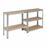 Metalna polica za garazu i ostavu s MDF policama 154×75×30 cm 5x175kg
