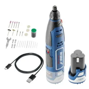 Mini smerigliatrice a batteria Dedra MAUS DED7310T10 con batteria da 20 Ah 47 accessori